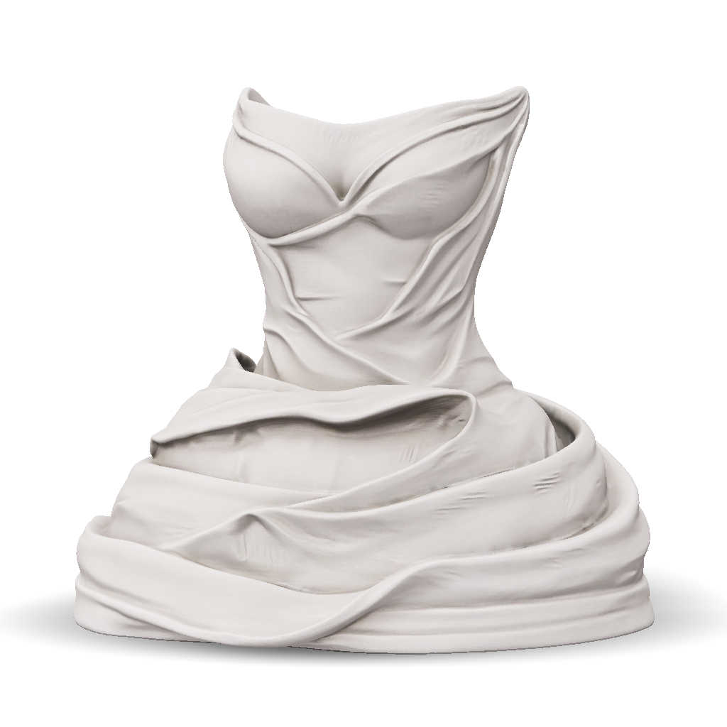 3D Model: silver draped bust sculpture with flowing fabric texture and ...