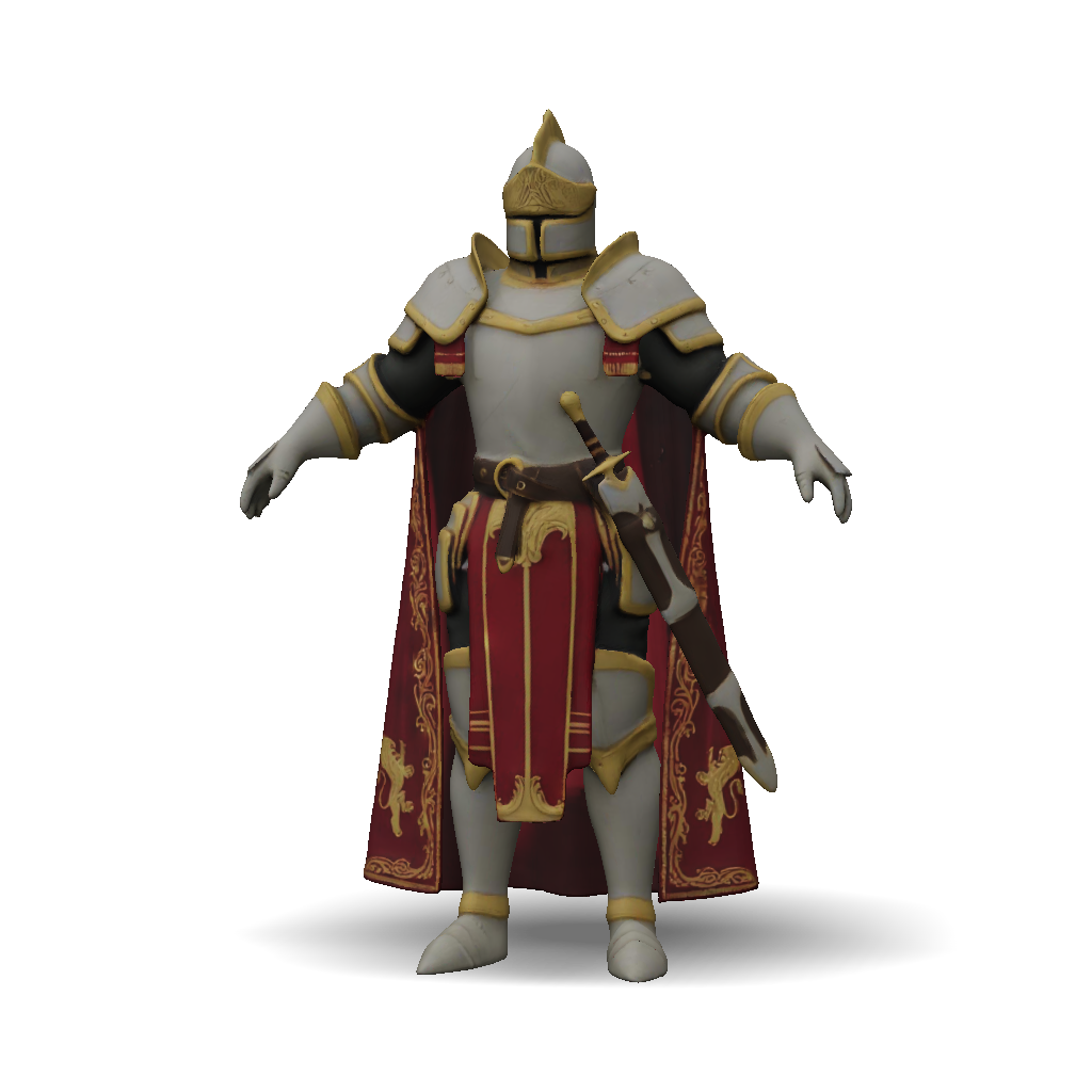 3D Model: armored medieval knight figure in full plate armor with red ...