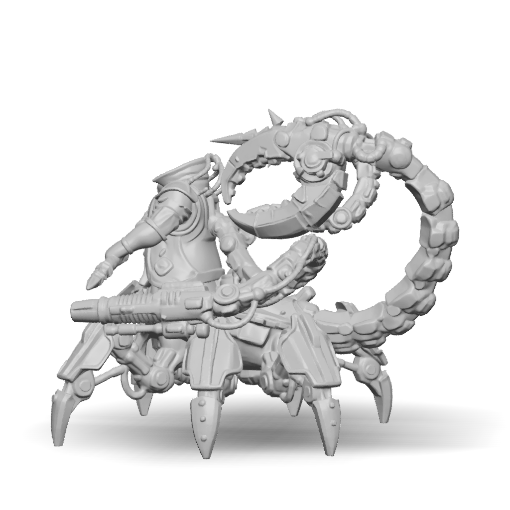 3D Model: alien creature with multiple mechanical tentacles and armored ...