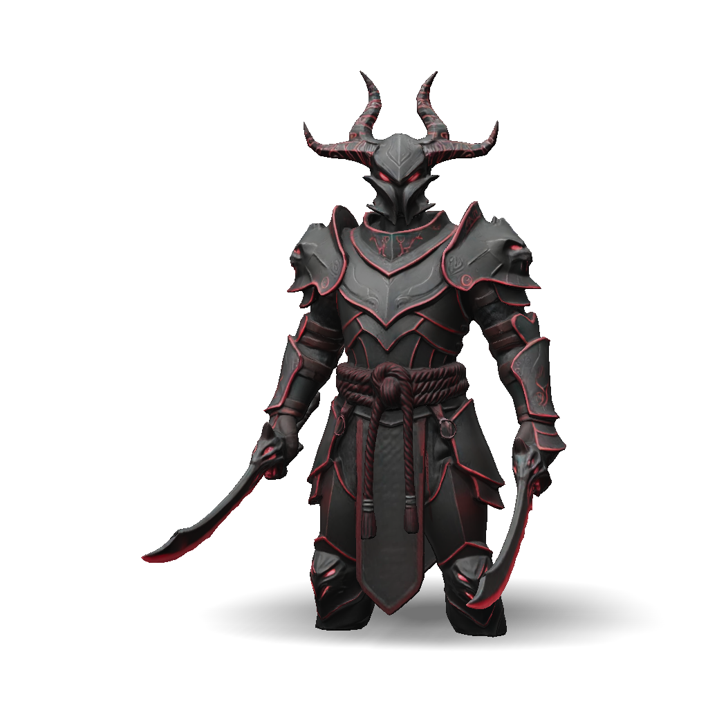 3D Model: Demon armored warrior in ornate plate armor with red accents ...