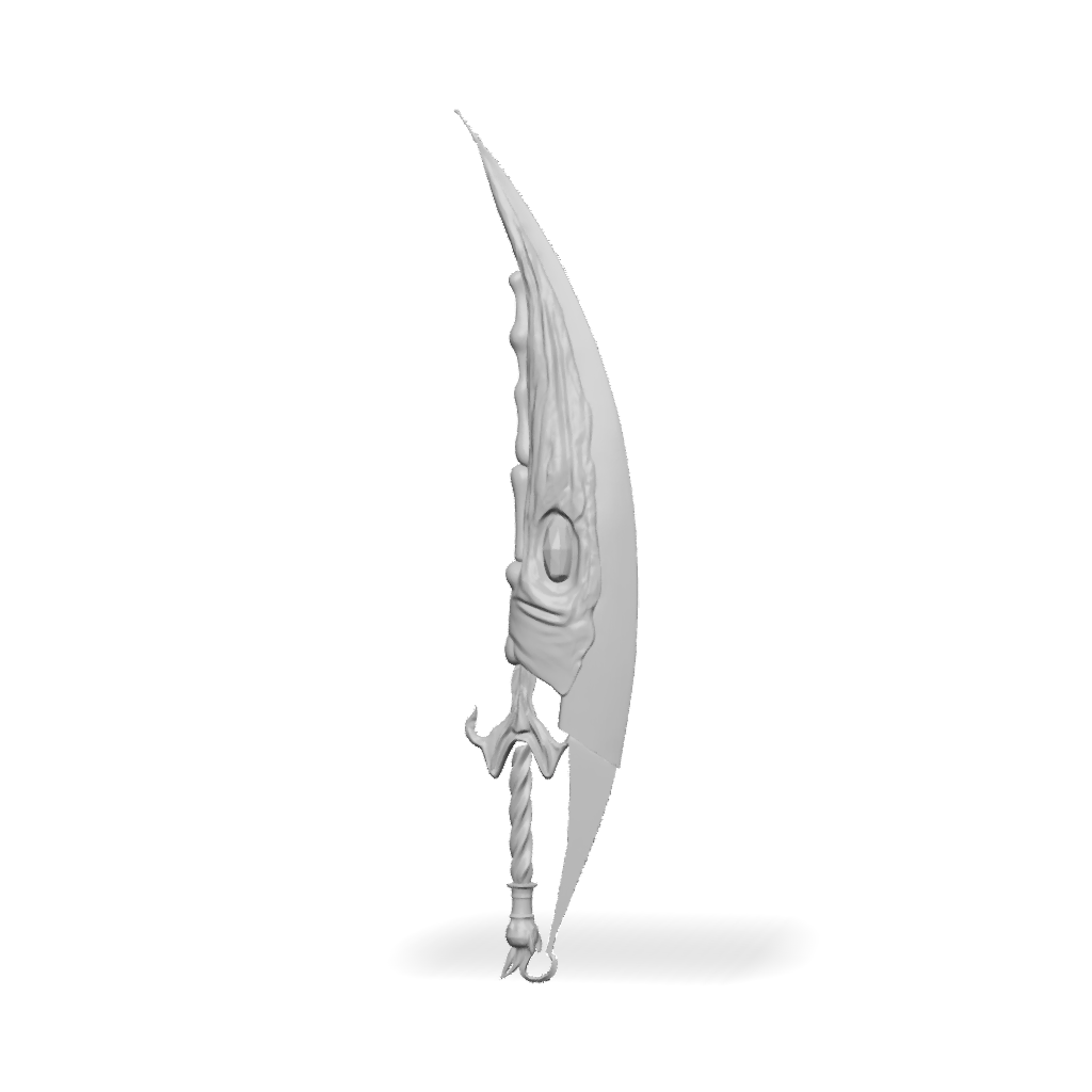 Fantasy Weapon 3D Model, Download Free Curved Dagger With Ornate Hilt ...
