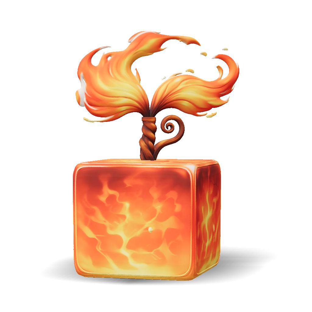 3D Model: fiery cube prop with molten lava like surfaces and erupting ...