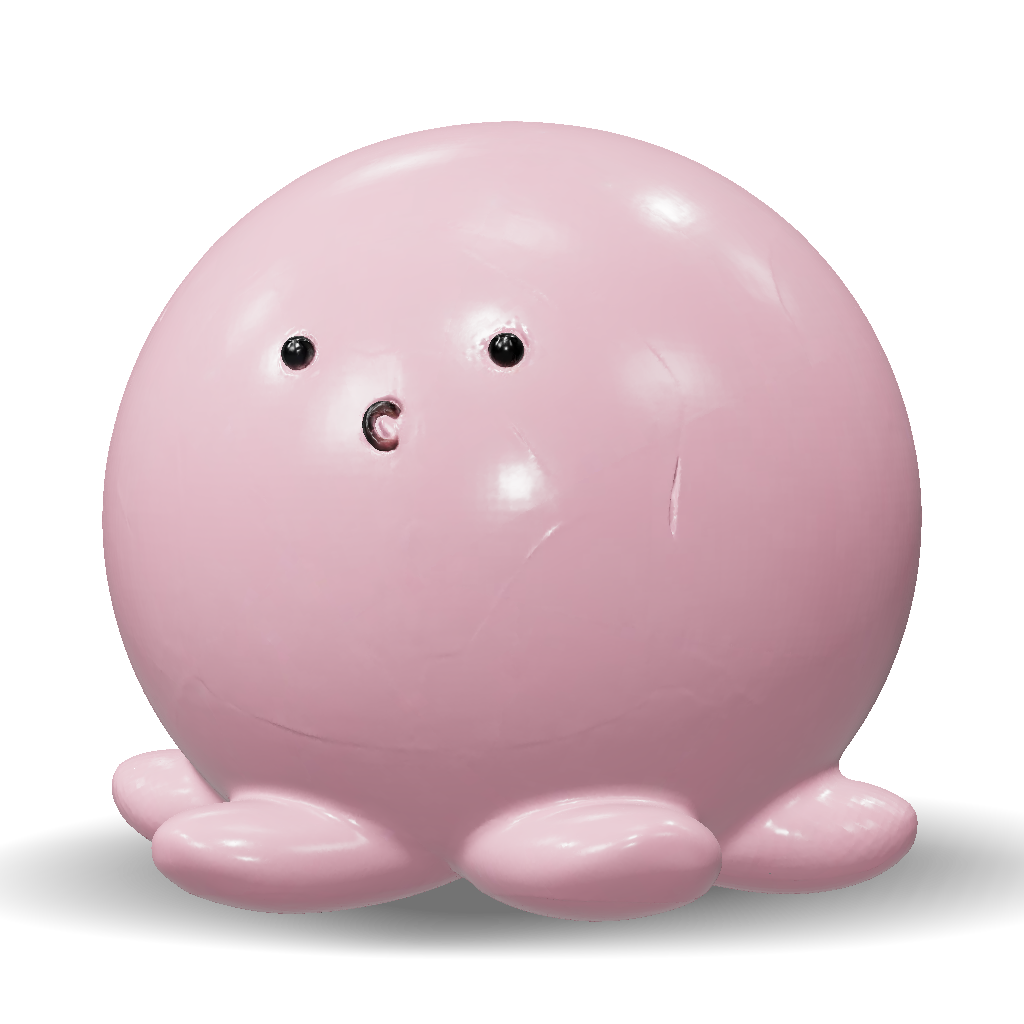 3D Model: pink octopus character with rounded body and small eyes soft ...