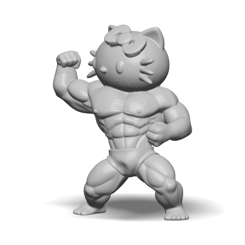 3D Model: Hello Kitty bodybuilder character in pink sculpture with ...