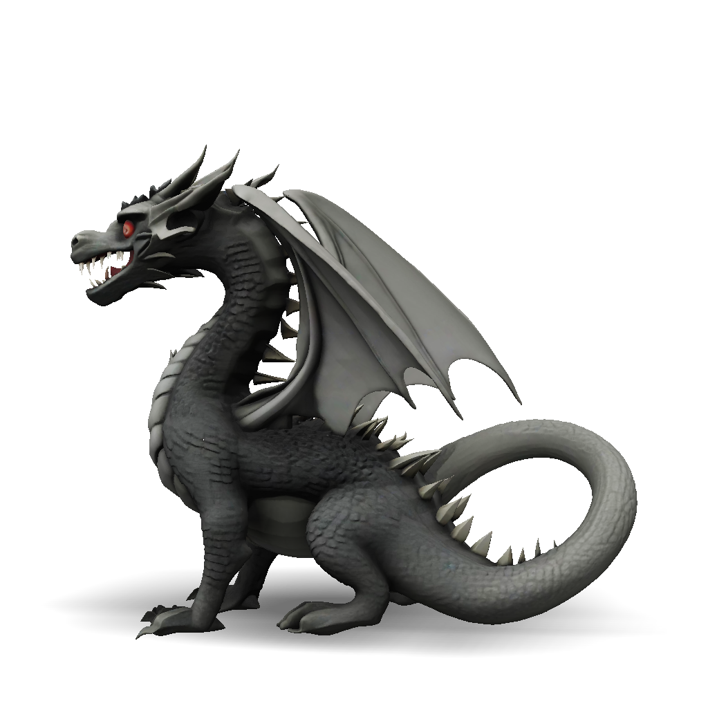 3D Model: dragon figure with detailed scales wings and red eyes in a ...