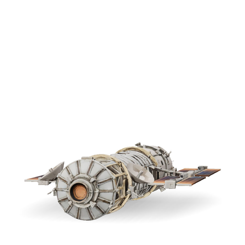 Space Octagon Module 3D Model: spacecraft module with large solar panels and cylindrical ...