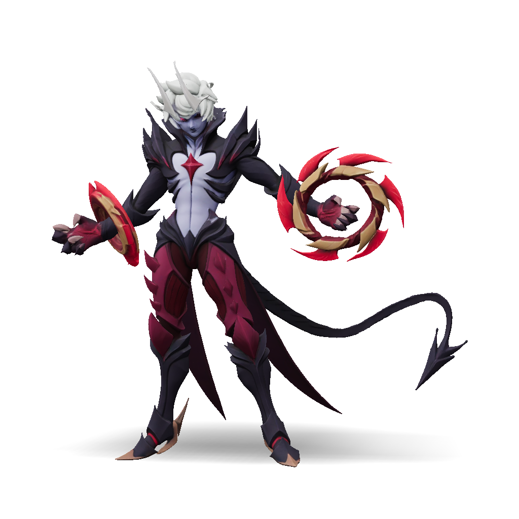 3D Model: demon warrior character with spiky dark armor curved fiery ...