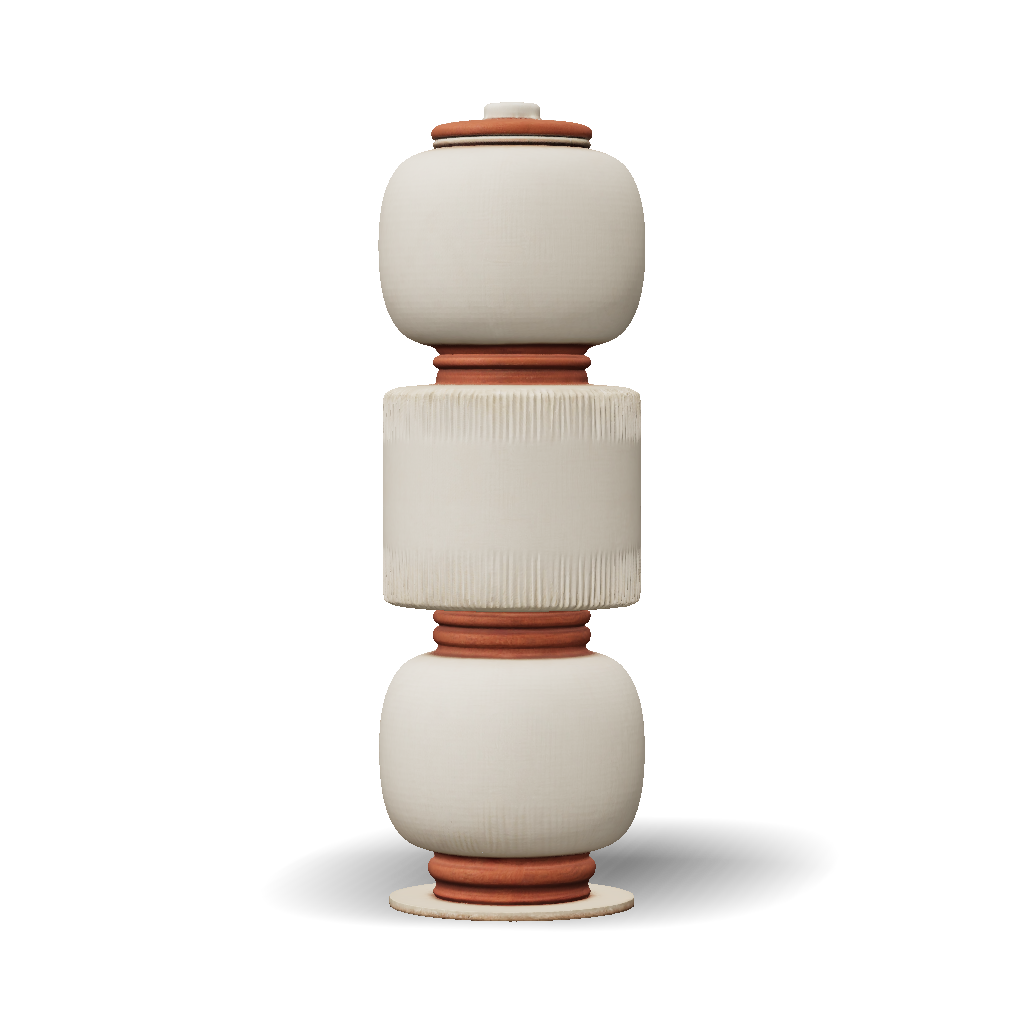 3D Model: glass lamp stack with three rounded glass sections ribbed ...