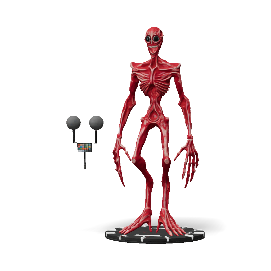 3D Model: red skeletal alien humanoid creature with elongated limbs and ...