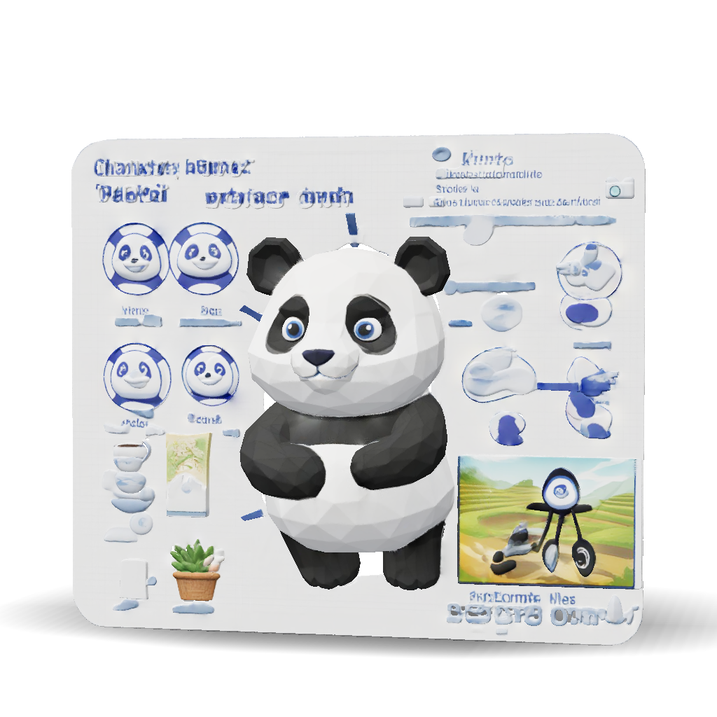 3D Model: Pai Pai the Explorer Panda character stylized panda with blue ...