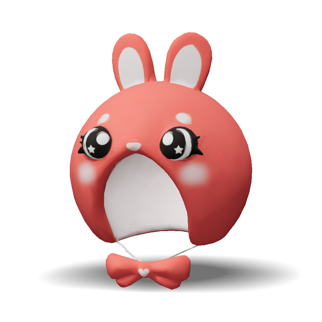 3D Model: pink rabbit character with prominent ears pink fur and white ...