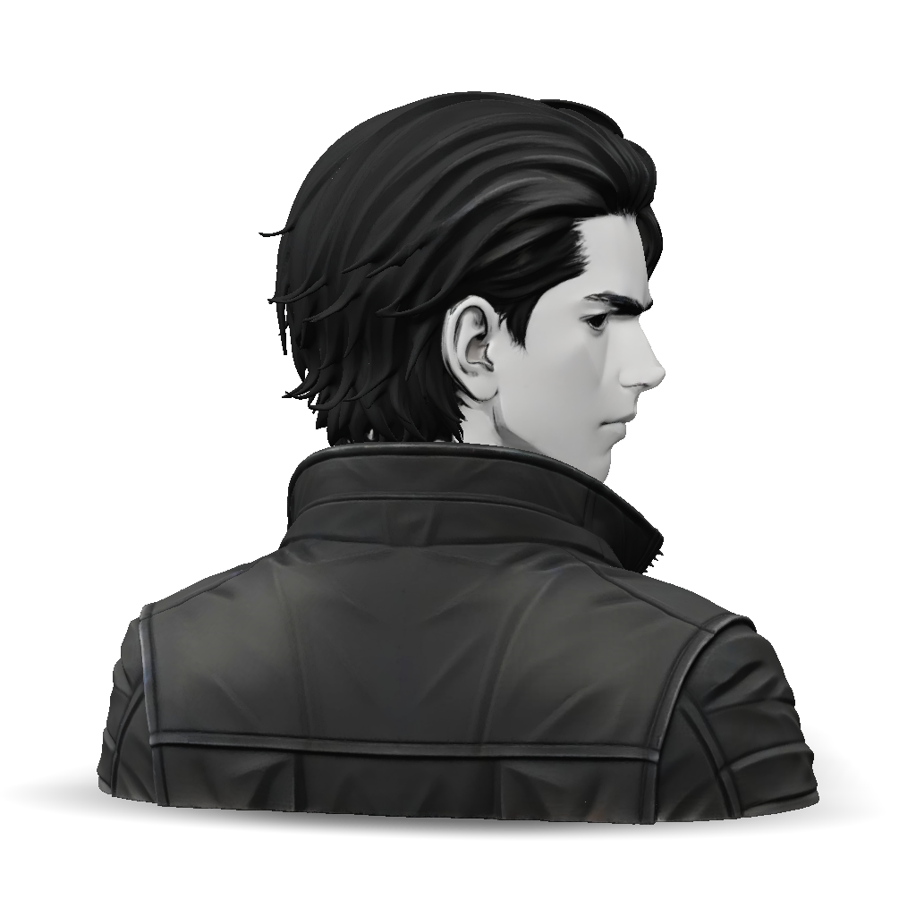 3D Model: back facing male character wearing jacket grayscale shading ...