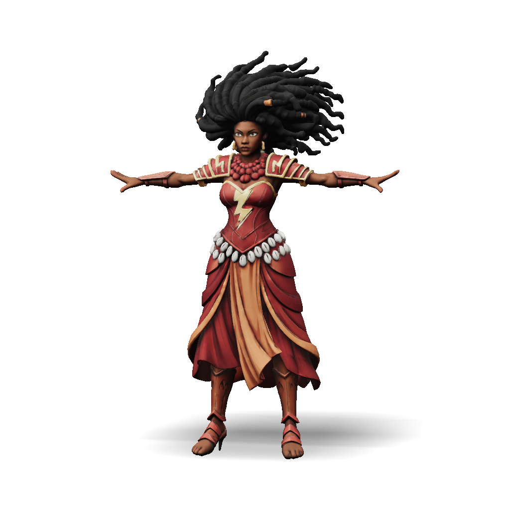 Fantasy Warrior 3D Model, Download Free Female Warrior With Red Armor ...