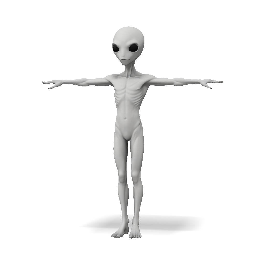 3D Model: gray human figure model in T pose with smooth anatomical ...