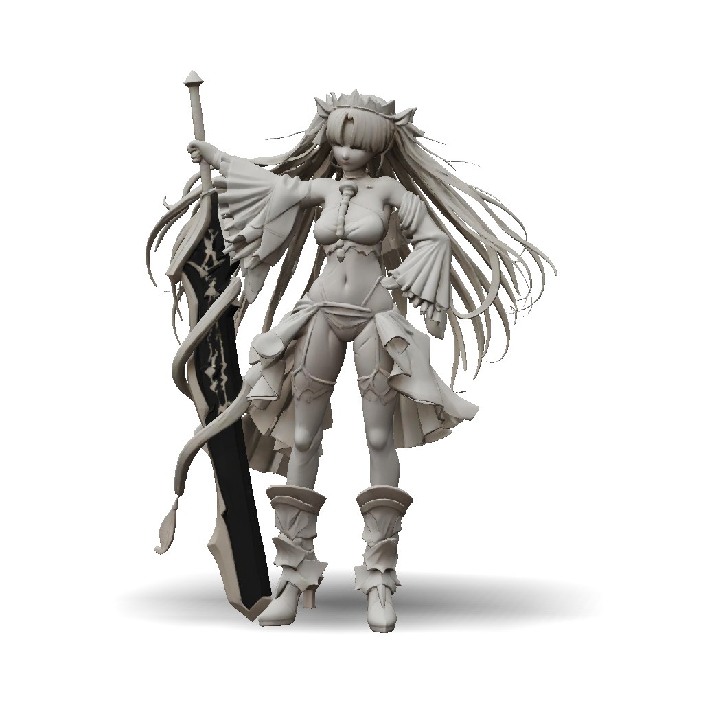 3D Model: fantasy warrior figure with ornate armor and oversized sword ...