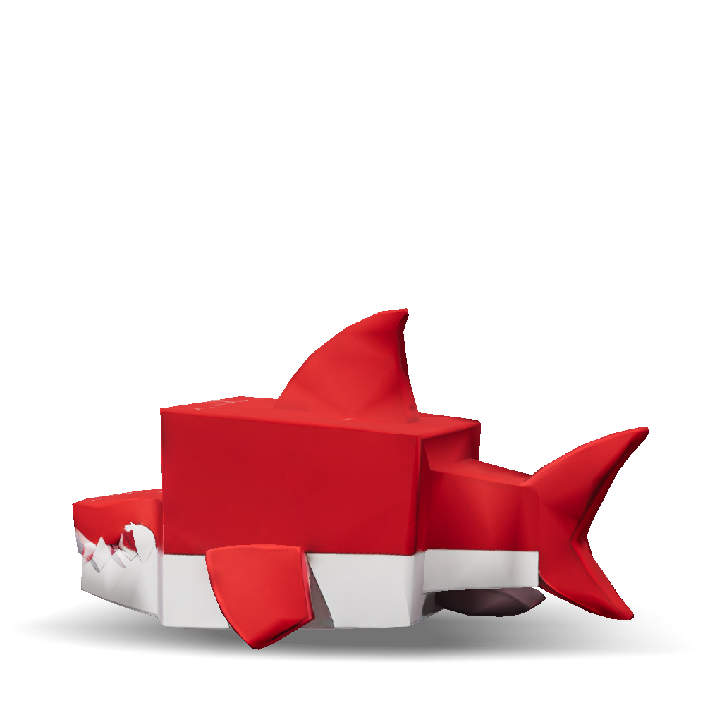 Blocky Fish 3D Model: Blocky Red And White Fish Like Creature With Fins ...
