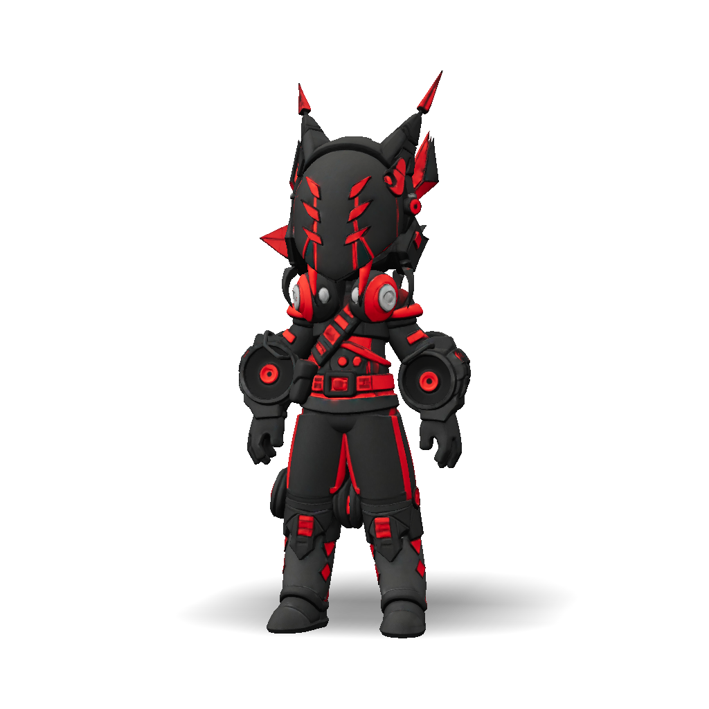 3D Model: armored knight with red accents black armor spiked helmet and ...