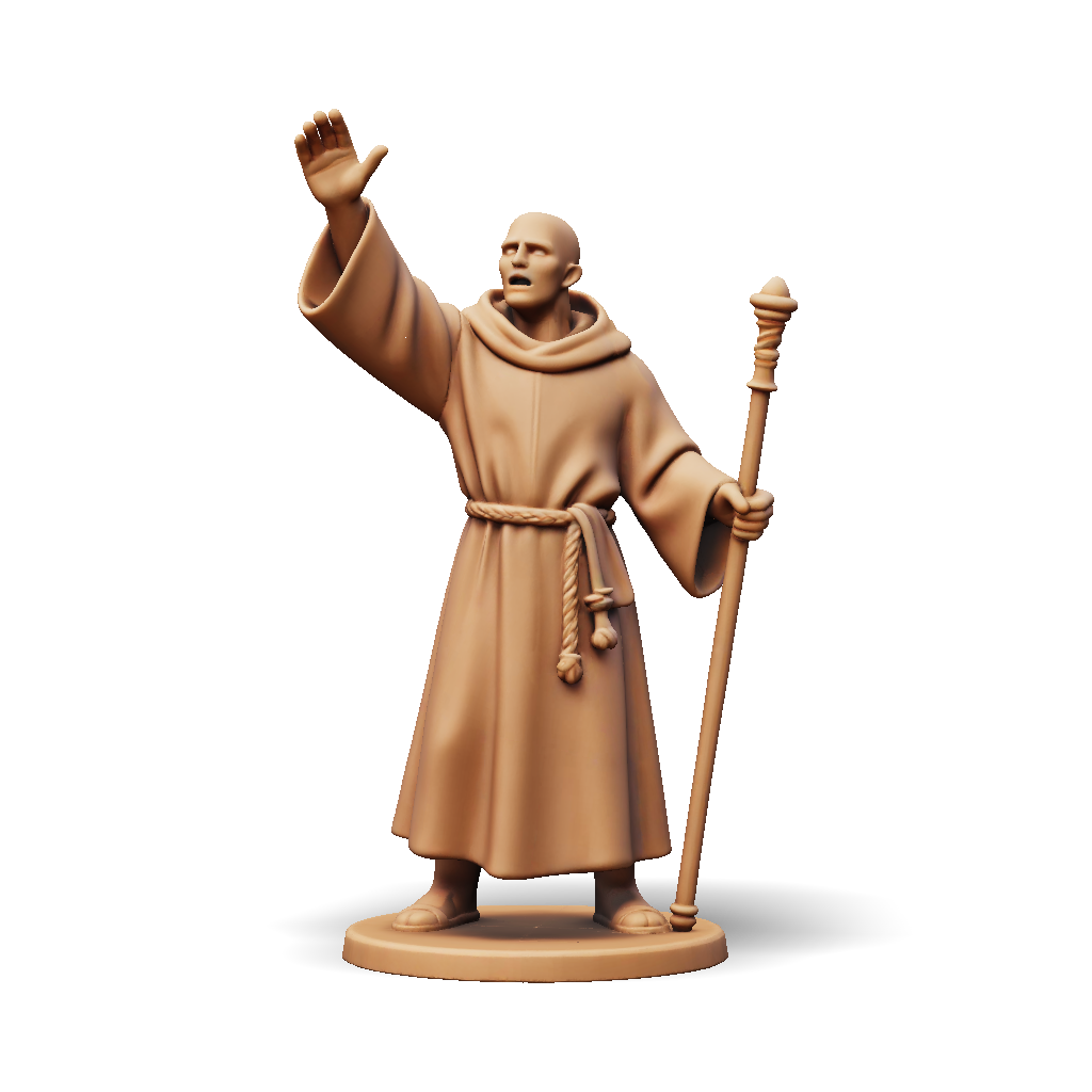 3D Model: A highly detailed 3D miniature of a medieval friar monk ...