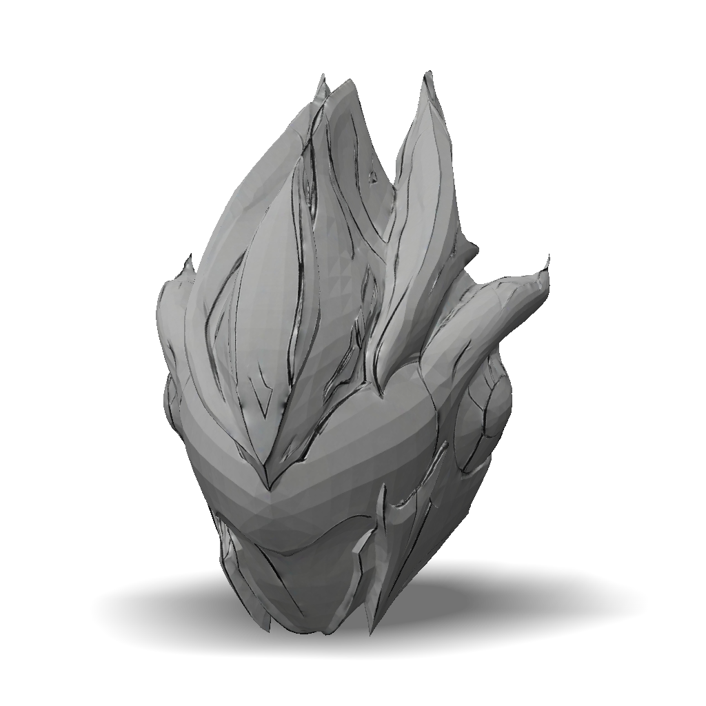 Sharp Ridges Head 3D Model: dragon head sketch with jagged scales and sharp ridges ...