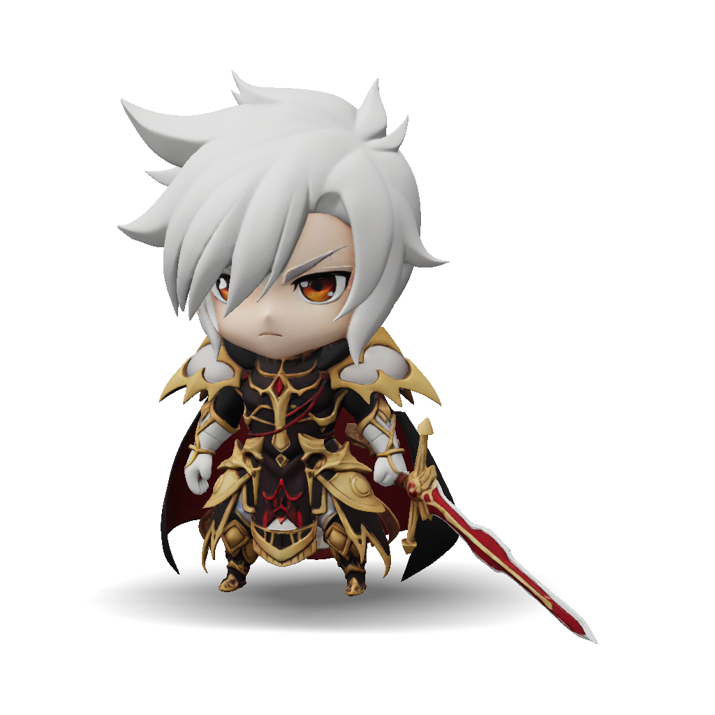 3D Model: armored fantasy character with ornate gold armor red cape ...