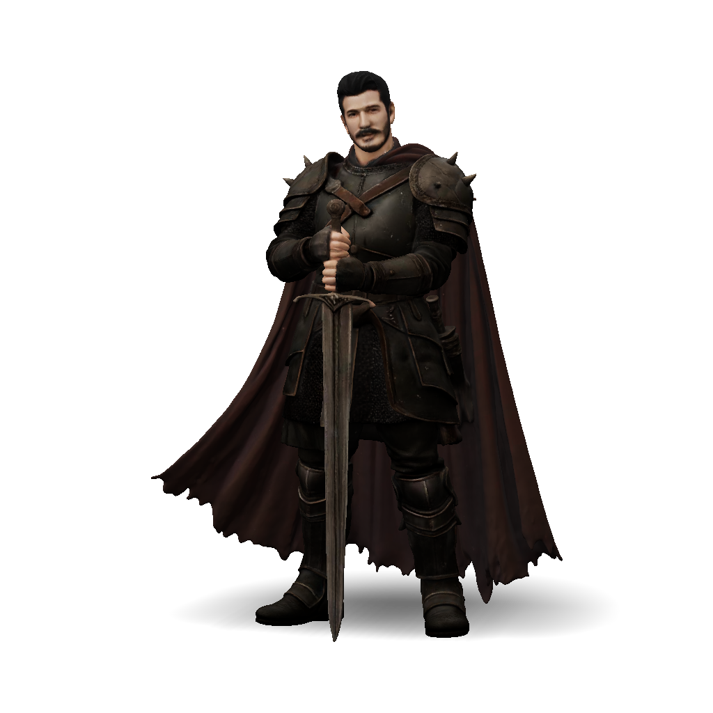 3D Model: armored knight with long sword medieval plate armor chainmail ...