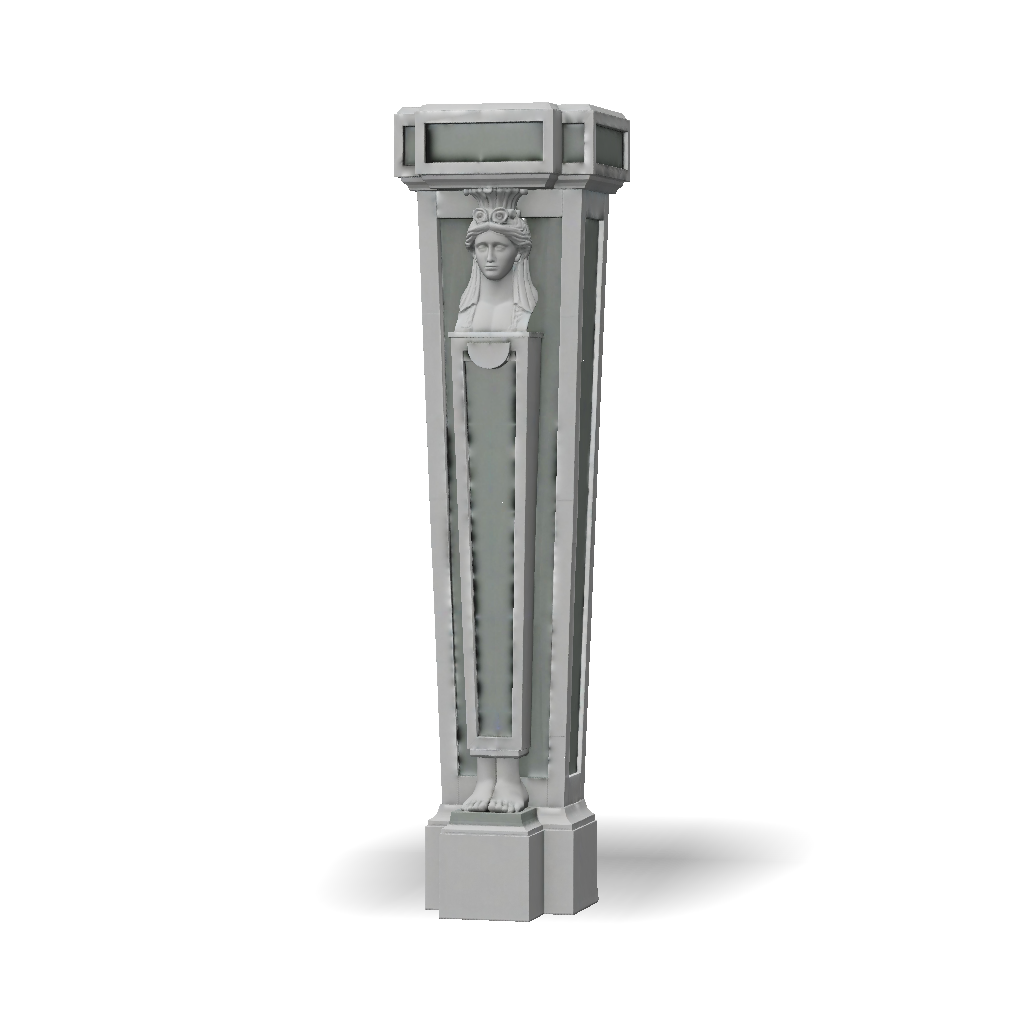 3D Model: decorative pedestal with bust sculpture on base gray material