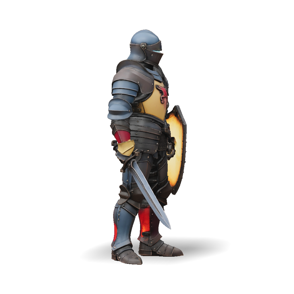 3D Model: armored knight in full plate armor with sword and shield ...
