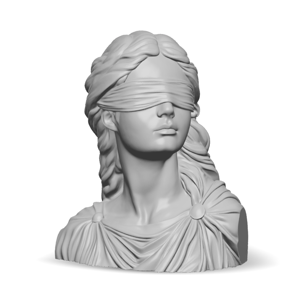 3D Model: classical marble bust with draped cloth and blank face