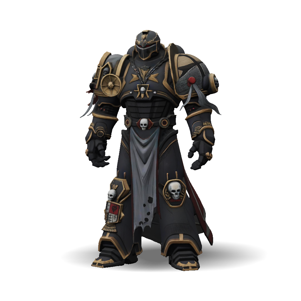 3D Model: ornate fantasy armored knight in black and gold plate armor ...