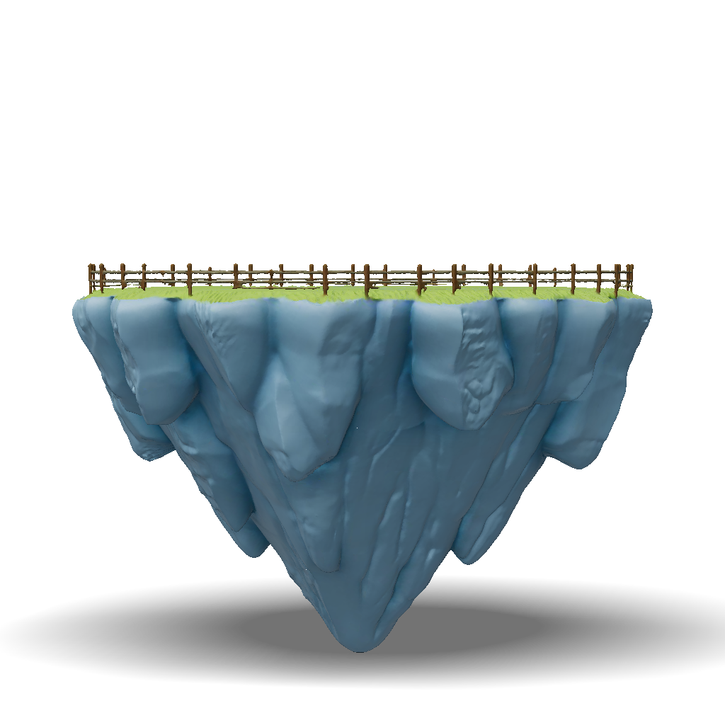 3D Model: A floating island levitating high in the sky flat terrain ...