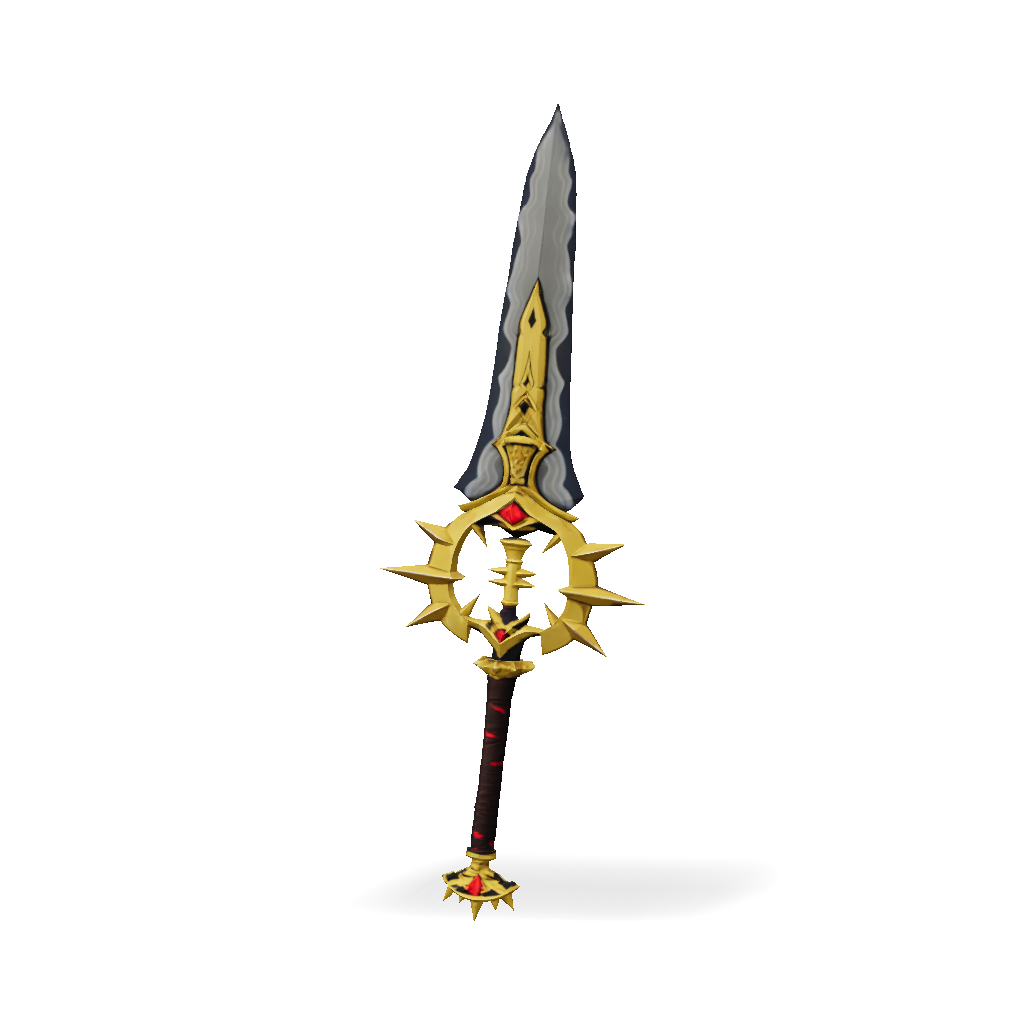 3D Model: ornate fantasy dagger with black blade gold guard and red ...