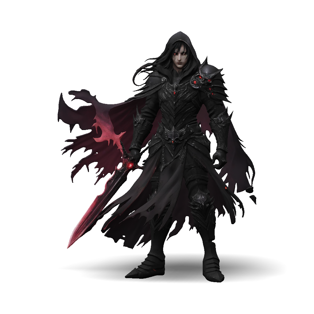 3D Model: dark armored warrior with spiked black armor and red glow ...