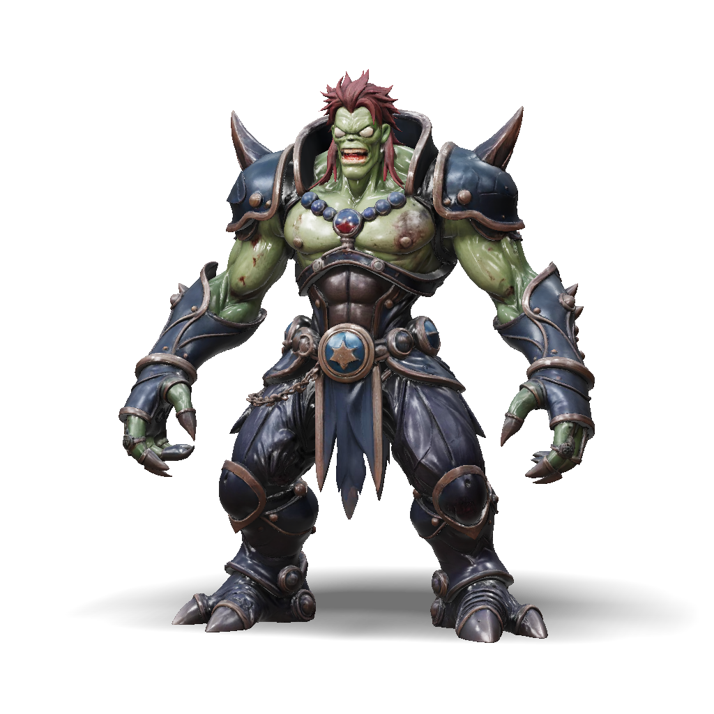 3D Model: green skinned orc warrior wearing heavy armored gear with ...