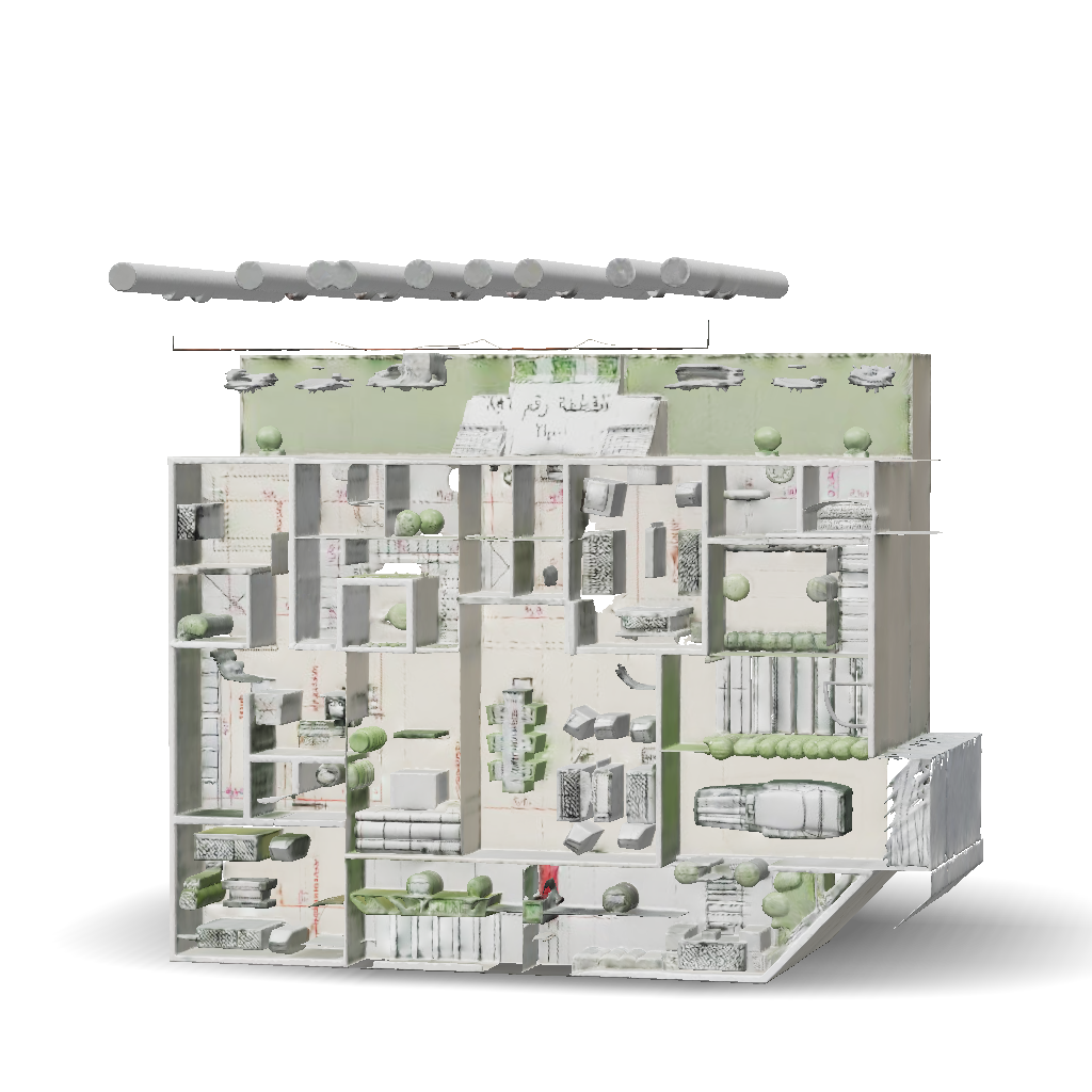 3D Model: architectural floor plan of a residential villa with color ...