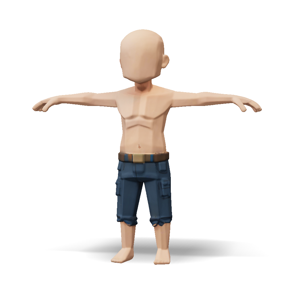 3D Model: stylized low poly humanoid boy character with blue shorts and ...
