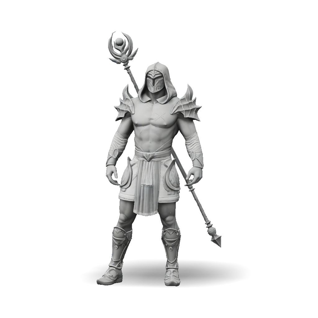 3D Model: armored fantasy warrior with helm and ornate armor wielding a ...