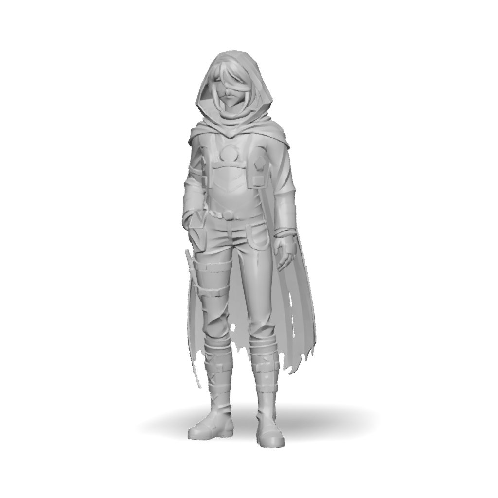 3D Model: armored female warrior with hood cape in fantasy armor ...