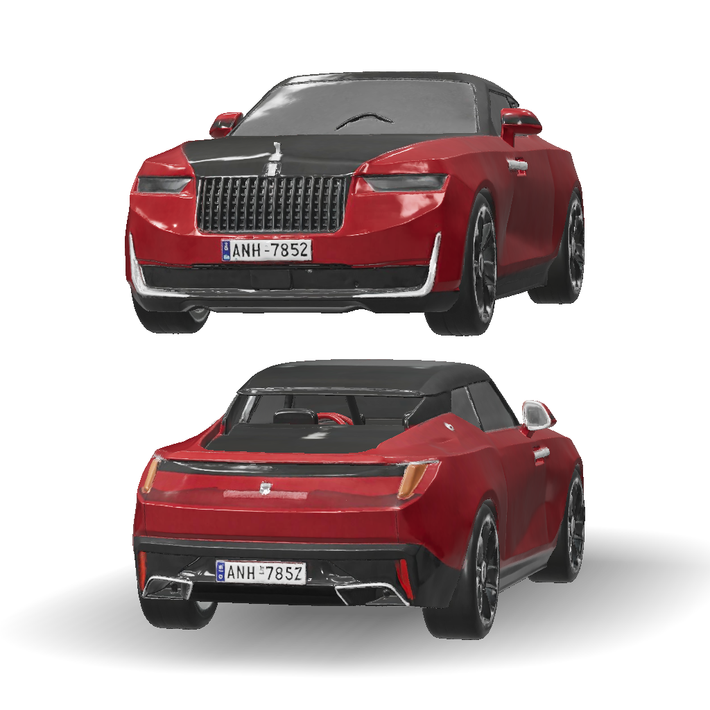 Luxury Car 3D Model: Red Convertible Car With Black Roof Chrome Accents ...