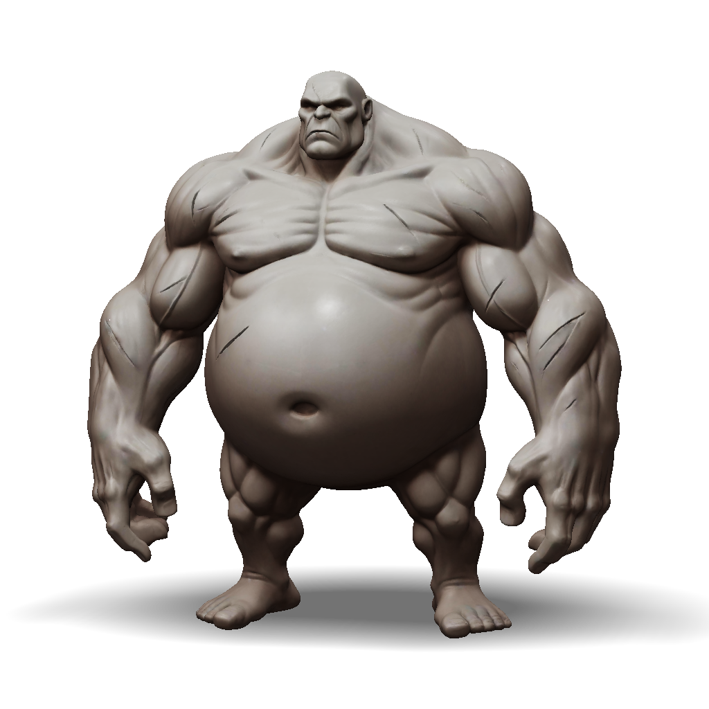 3D Model: muscular humanoid creature with oversized torso and limbs ...