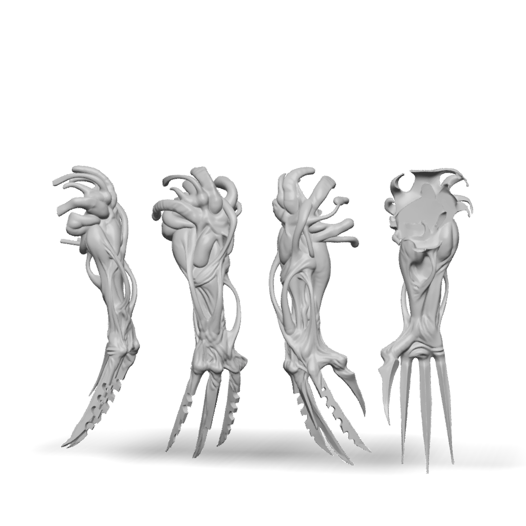 3D Model: alien creature with blade like limbs and tendrils organic ...