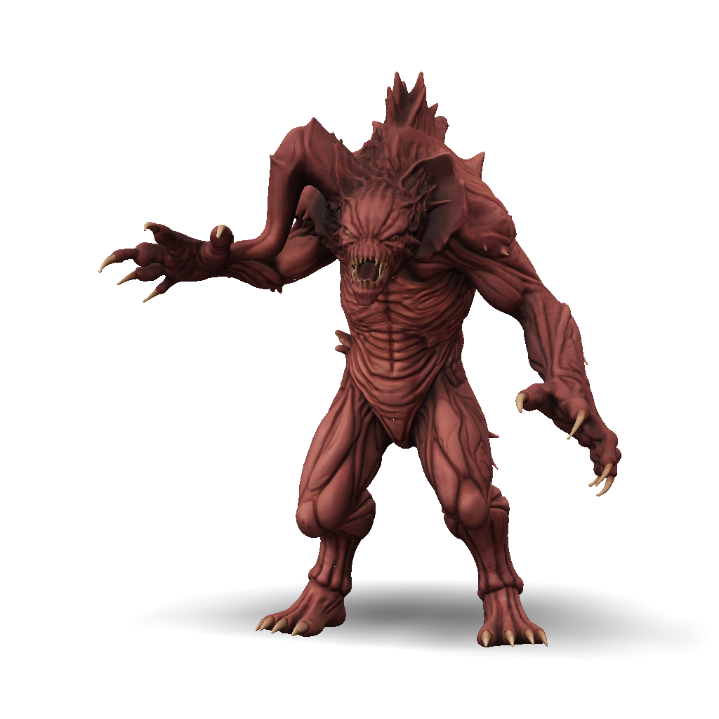 3D Model: monstrous creature with clawed hands and rugged armor in a ...
