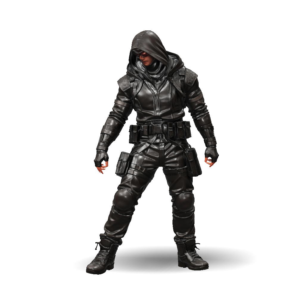 Assassin Character Model 3D Model: hooded assassin character in tactical suit with multiple ...