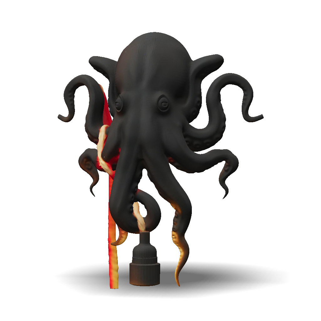 3D Model: octopus sculpture with black matte texture multiple tentacles ...
