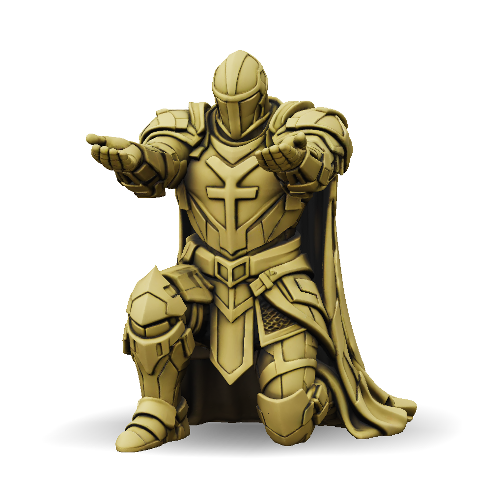 3D Model: golden armored knight sculpture with detailed plate armor ...