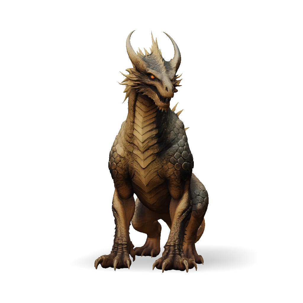 3D Model: dragon with spiky scales and horns inside ancient ruin gray ...