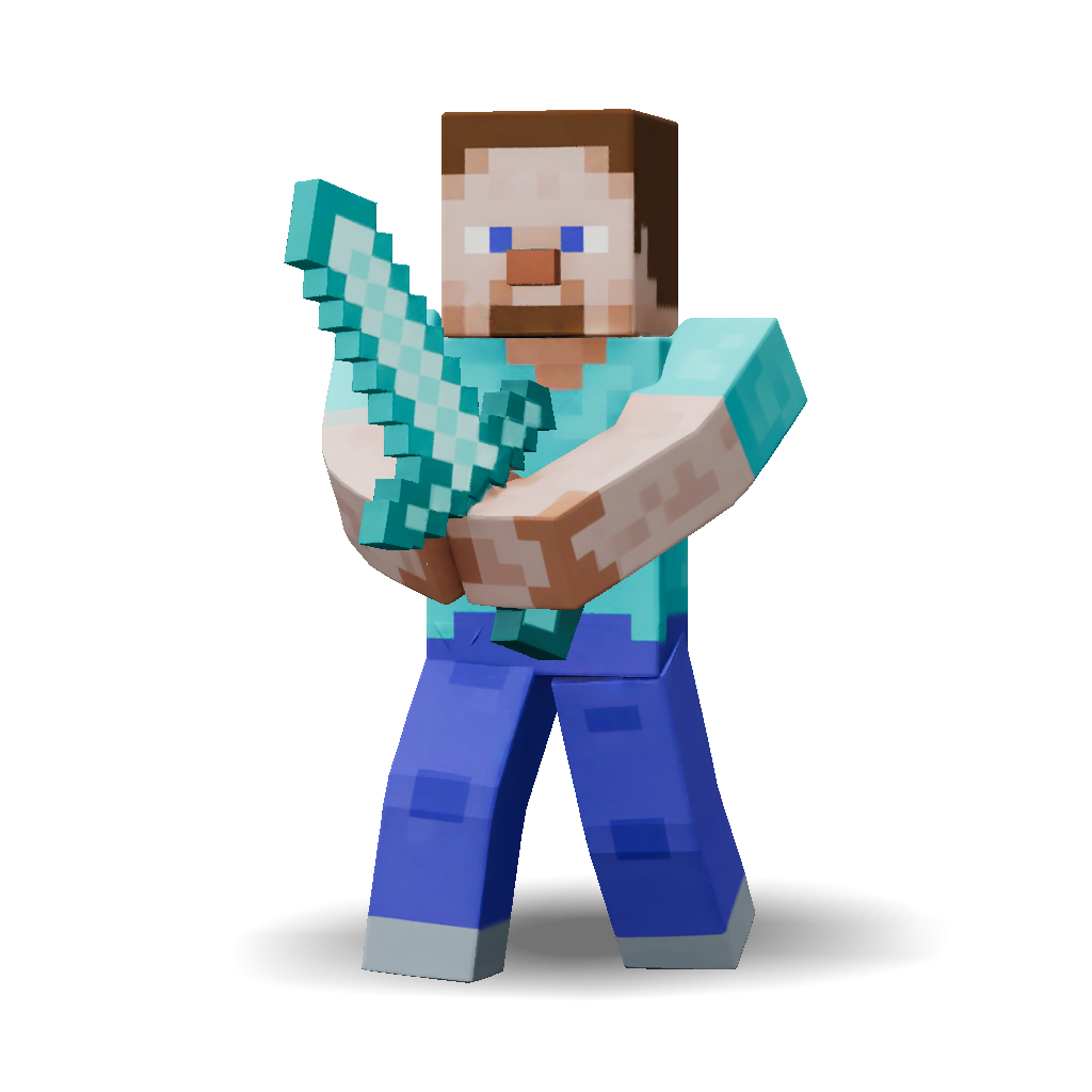 3D Model: make a 3d model of a minecraft steve holding a diamond sword ...