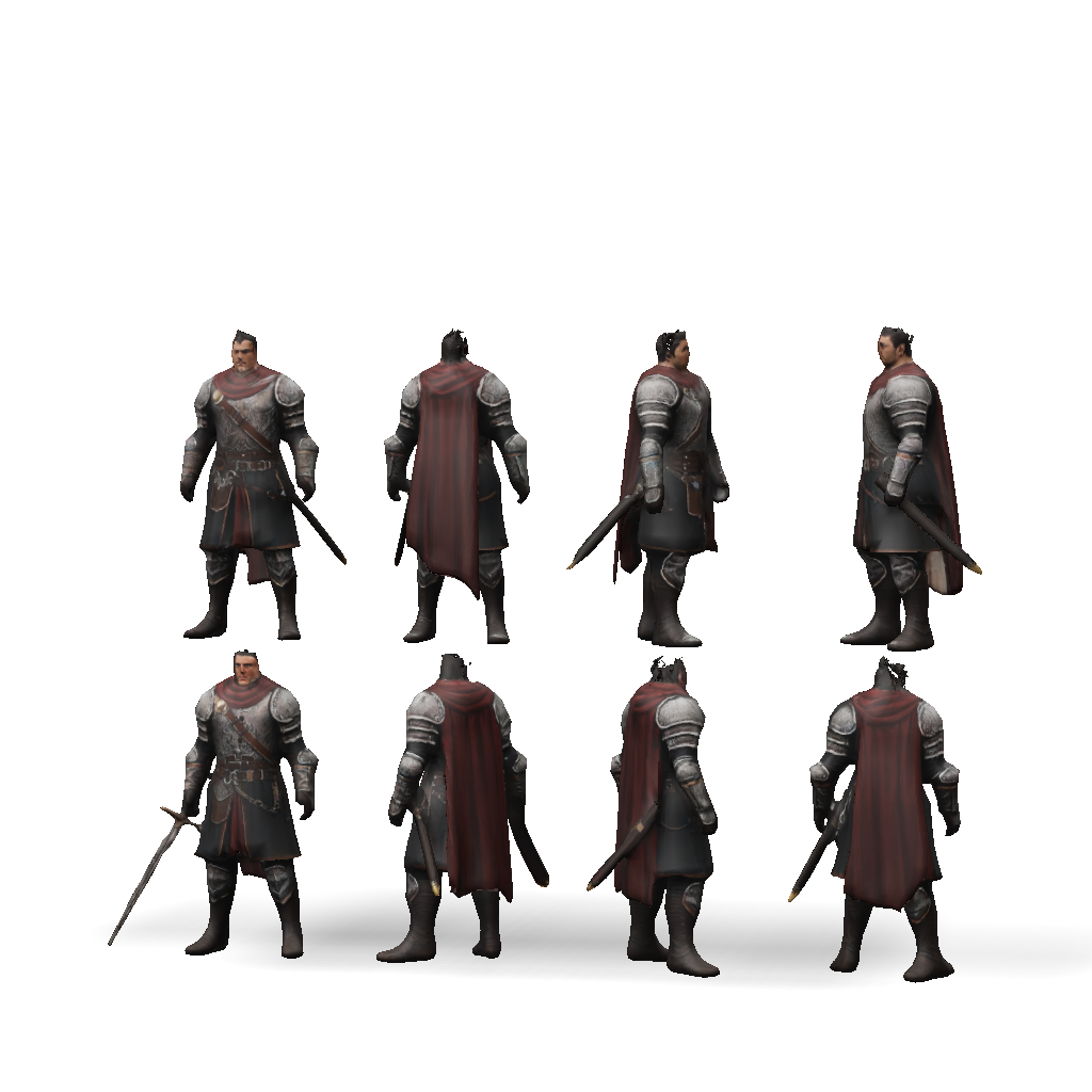 3D Model: Medieval knight character in plate armor with red cape and ...