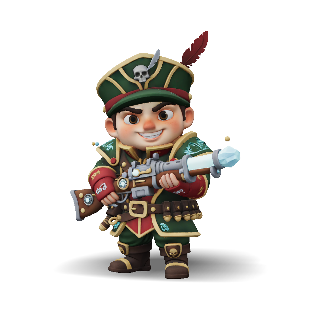 3D Model: fantasy chibi rifleman character