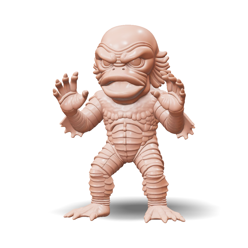 3D Model: pink alien creature with ribbed exoskeleton and clawed hands