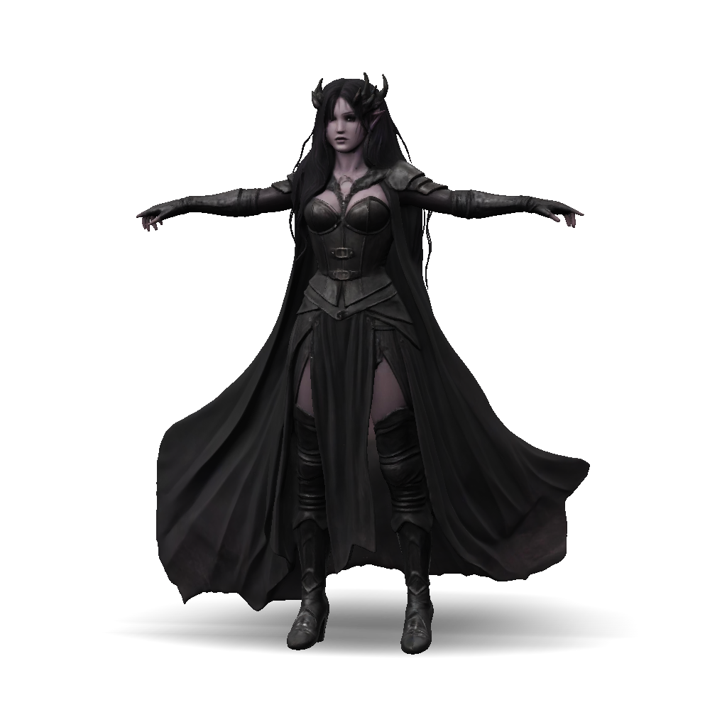 3D Model: armored female warrior with horned crown dark fantasy leather ...